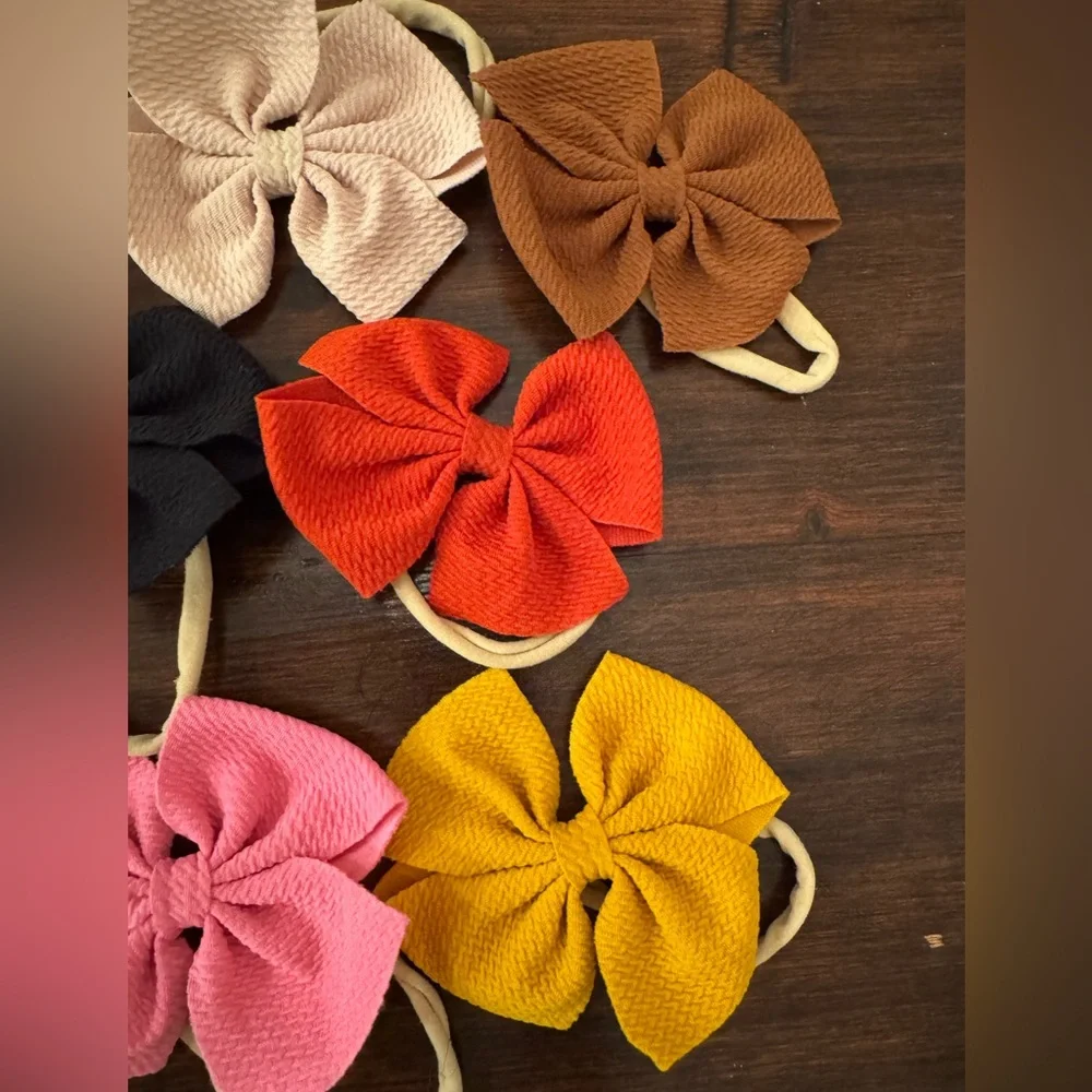 Colorful Bow Hair Ties Set for Kids girls infant toddler bows 9 total